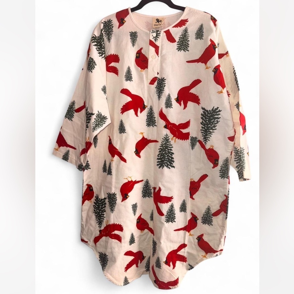 Hatley Cream Nightgown with Red and Green Print